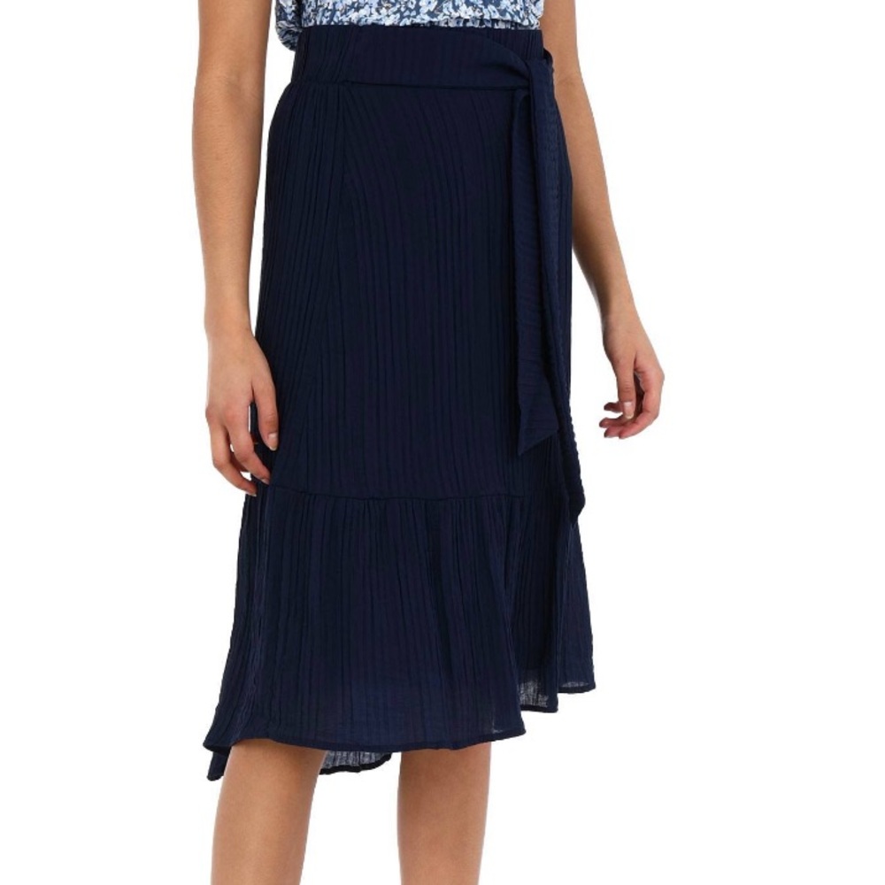 Vero Moda Navy Midi Skirt with Tie Waist